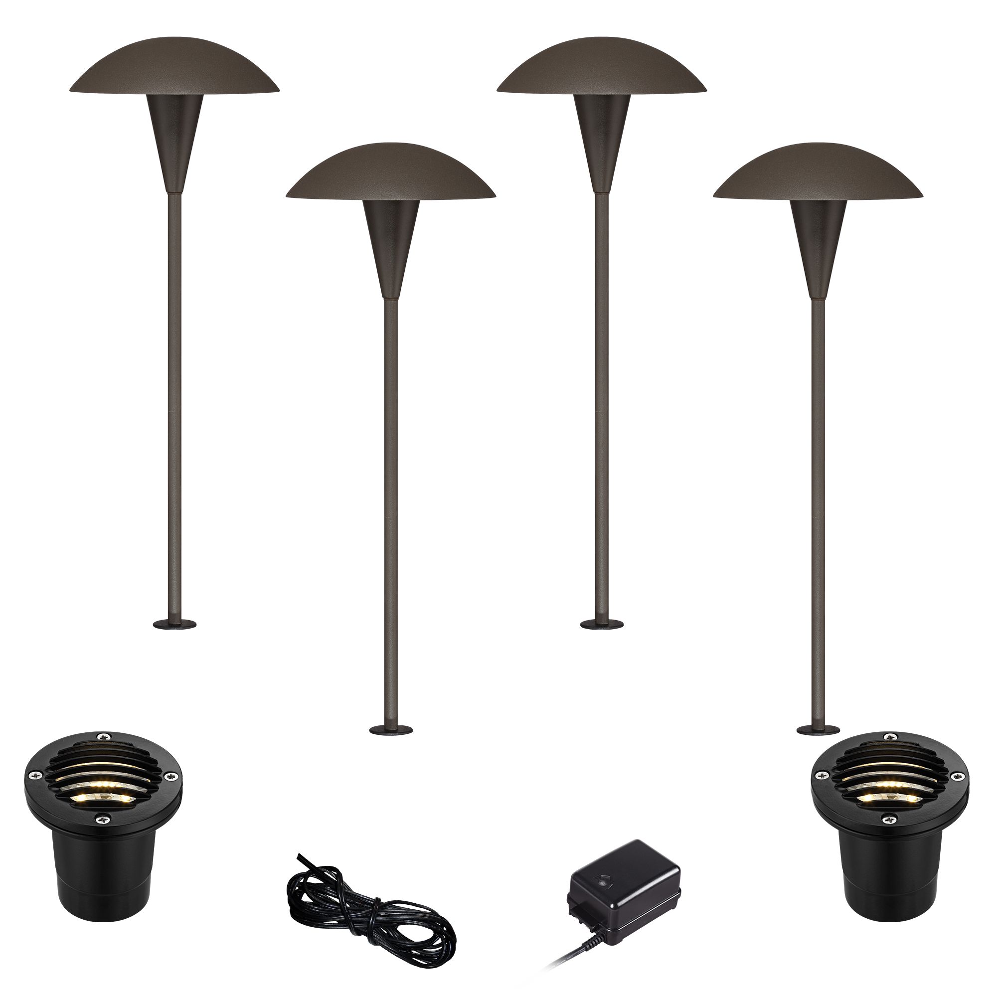 Mushroom Bronze 8-Piece LED Path and Well Light Set