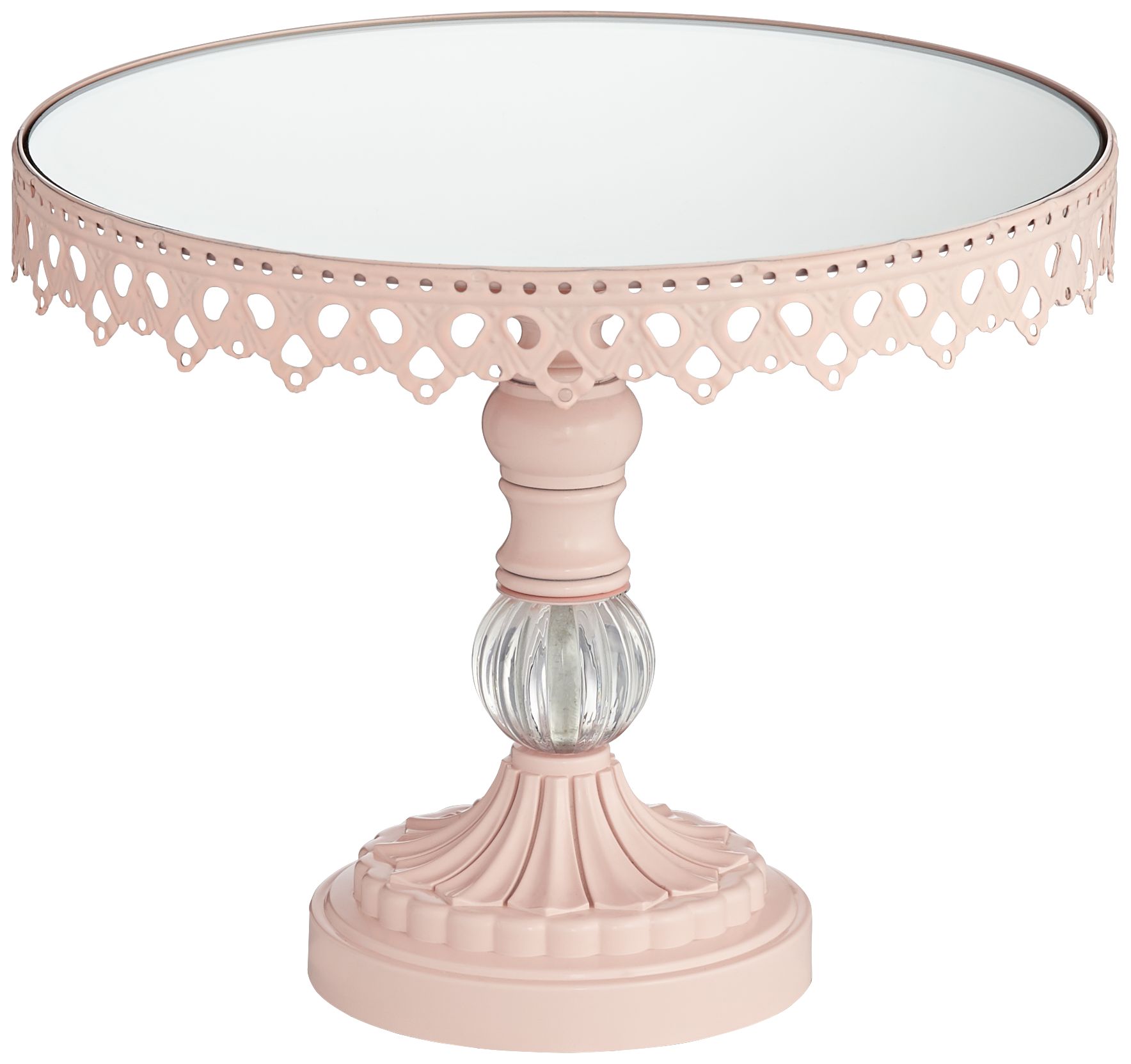 Cotton Candy Pink Mirror 8 1/2 x 10 Round Cake Stand