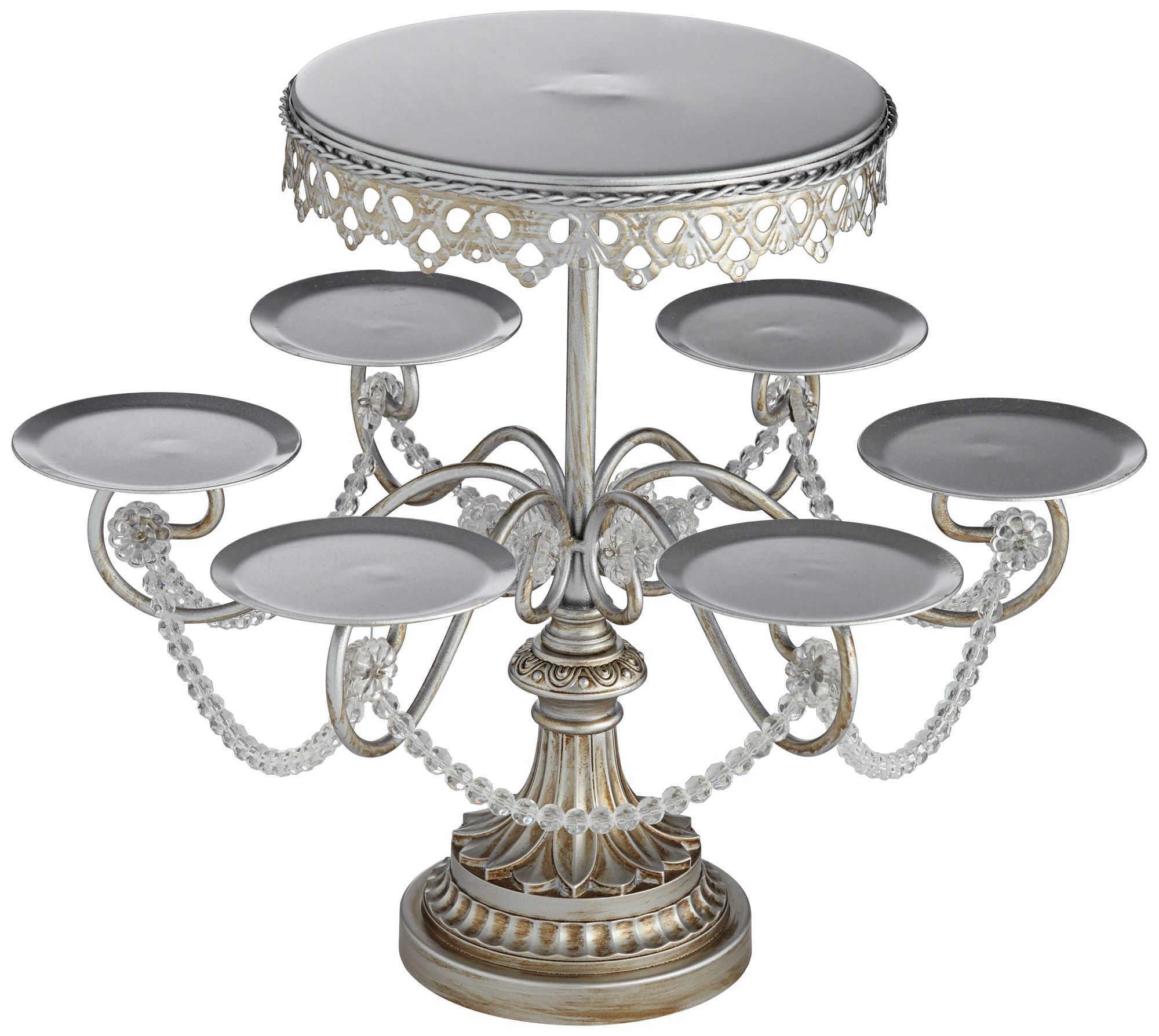 Elise Antique Silver 12" High Cake and Cupcake Stand