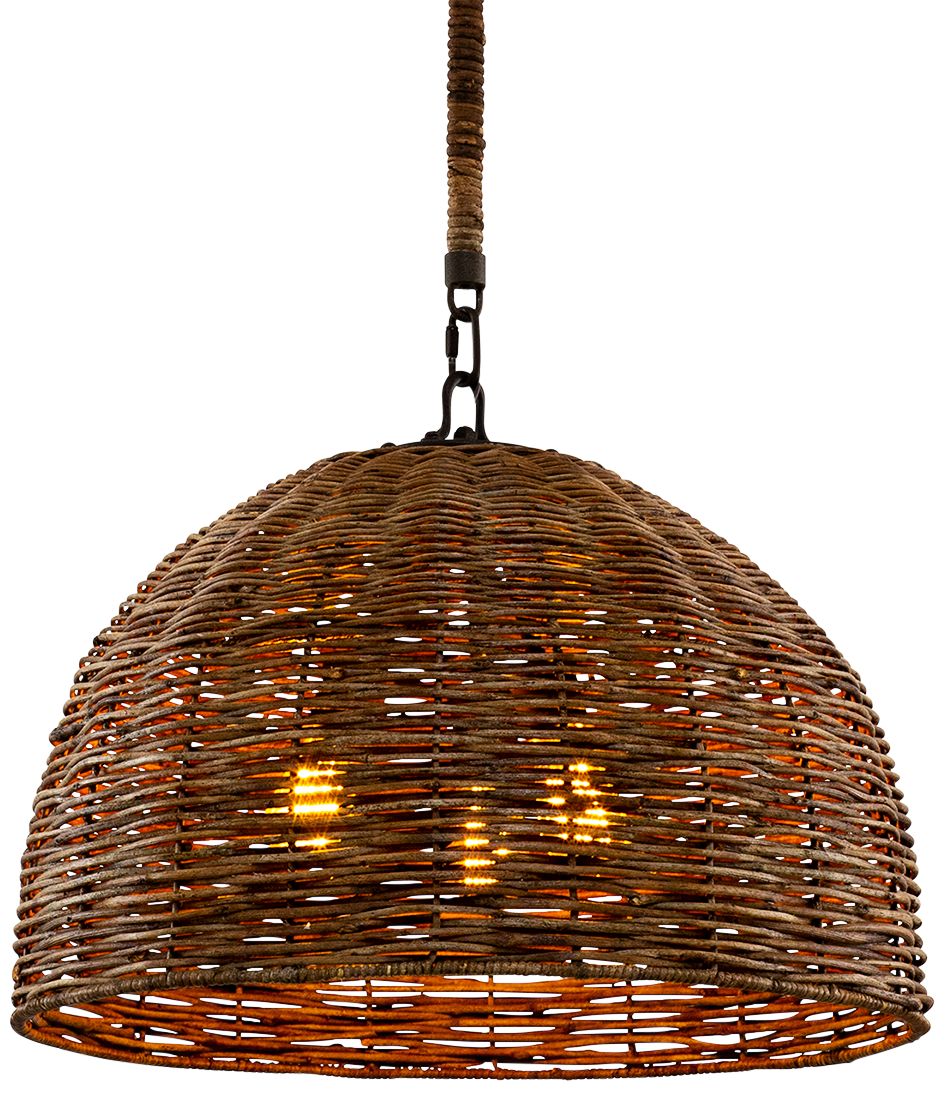 Troy Huxley 24" Wide Tidepool Bronze Led Basket Pendant Light