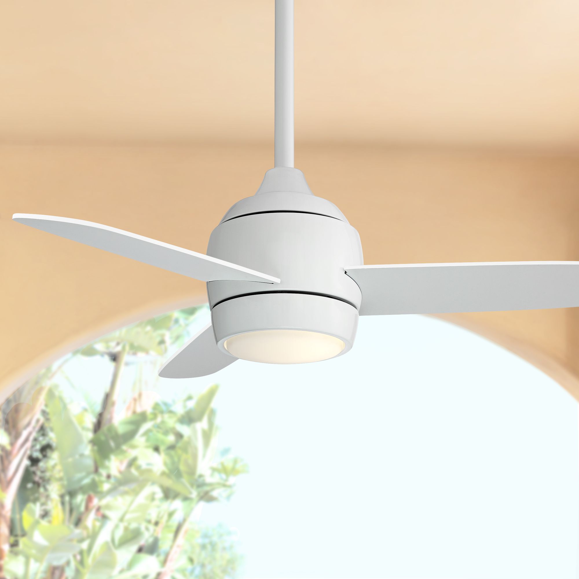 36 Modern Outdoor Ceiling Fan With Light Led Remote White Damp
