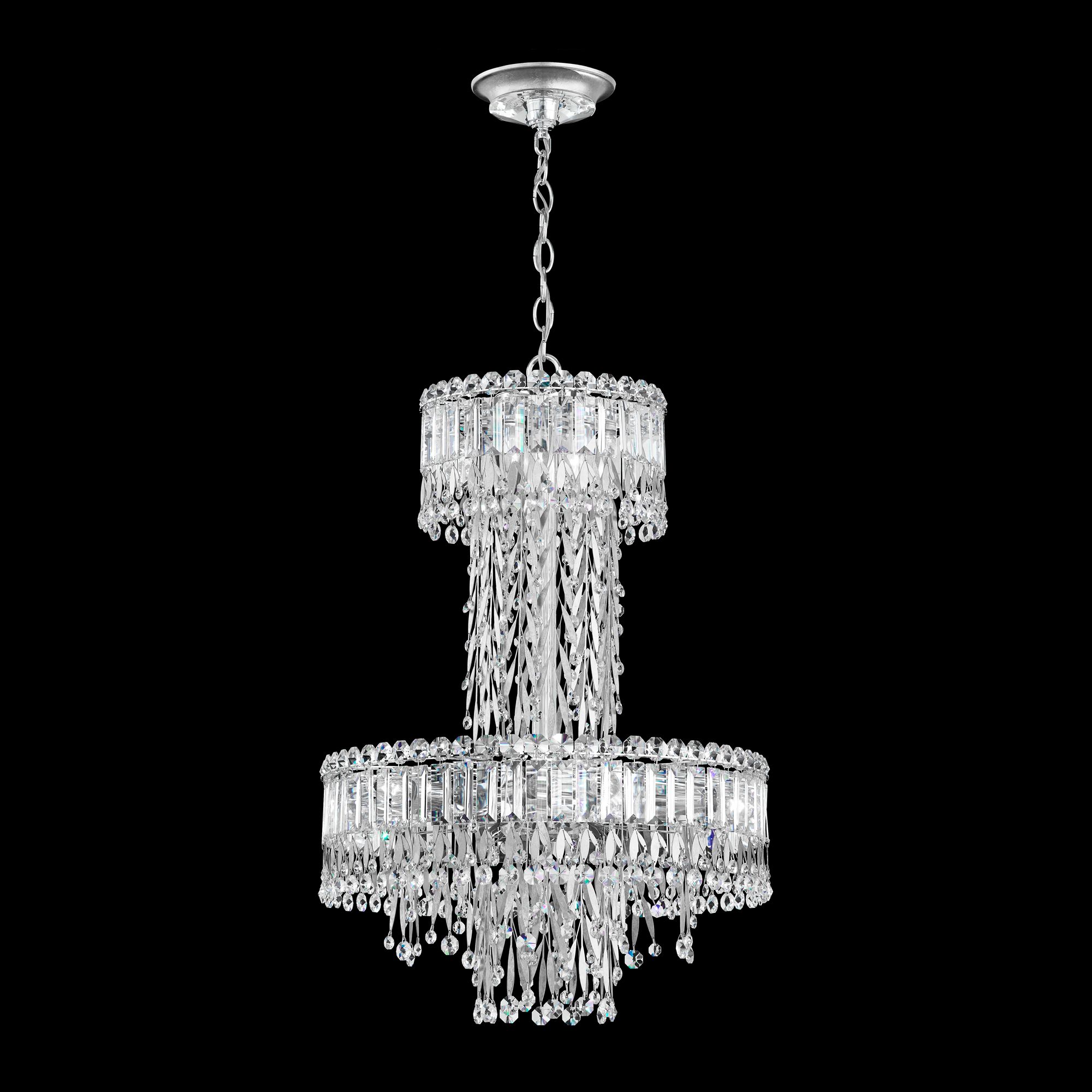 Triandra 18 1/2"W Stainless Steel and Crystal 2-Tier Pendant