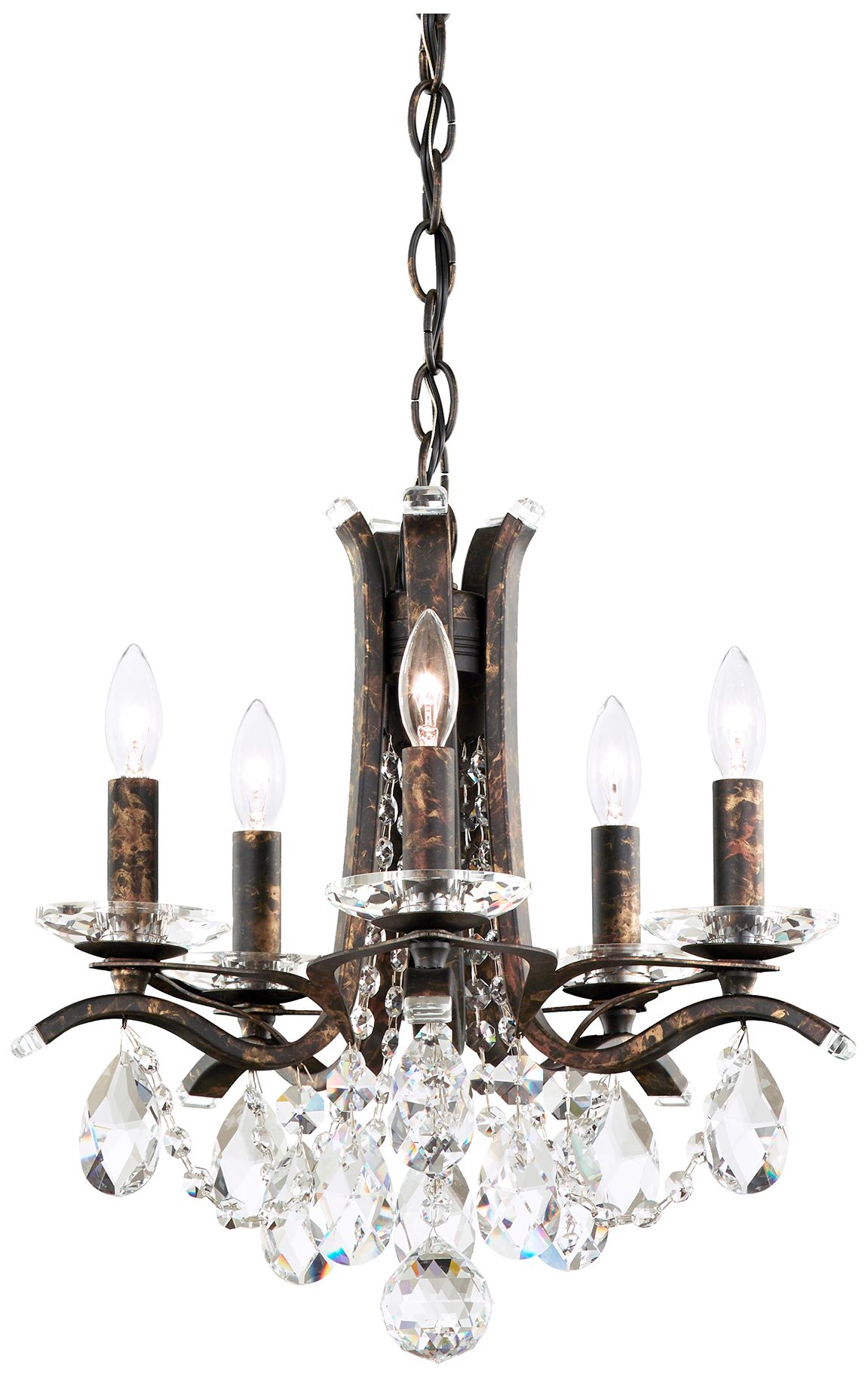 Vesca 15"W Heirloom Bronze and Crystal 5-Light Chandelier
