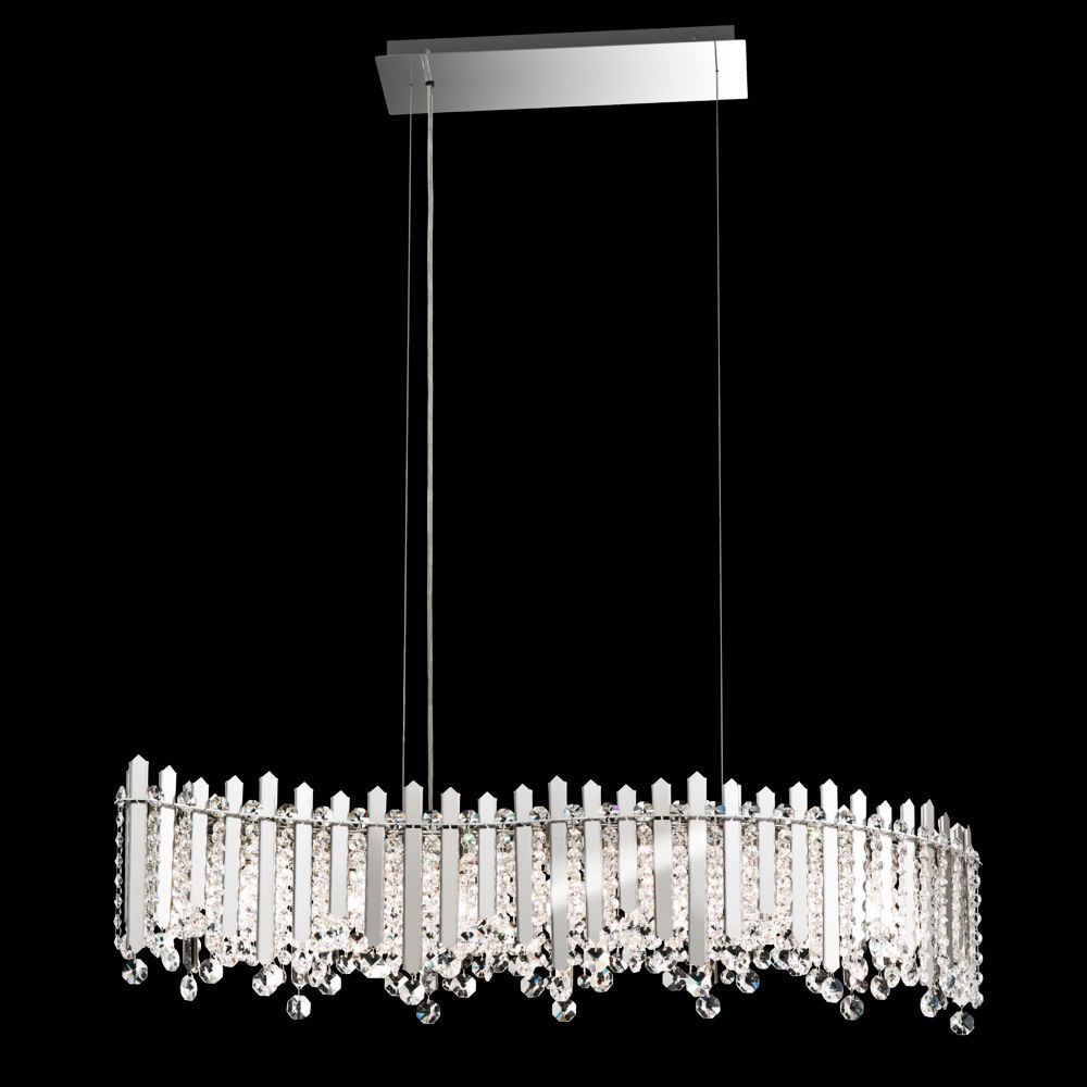 Chatter 35"W Steel and Crystal Kitchen Island Light Pendant