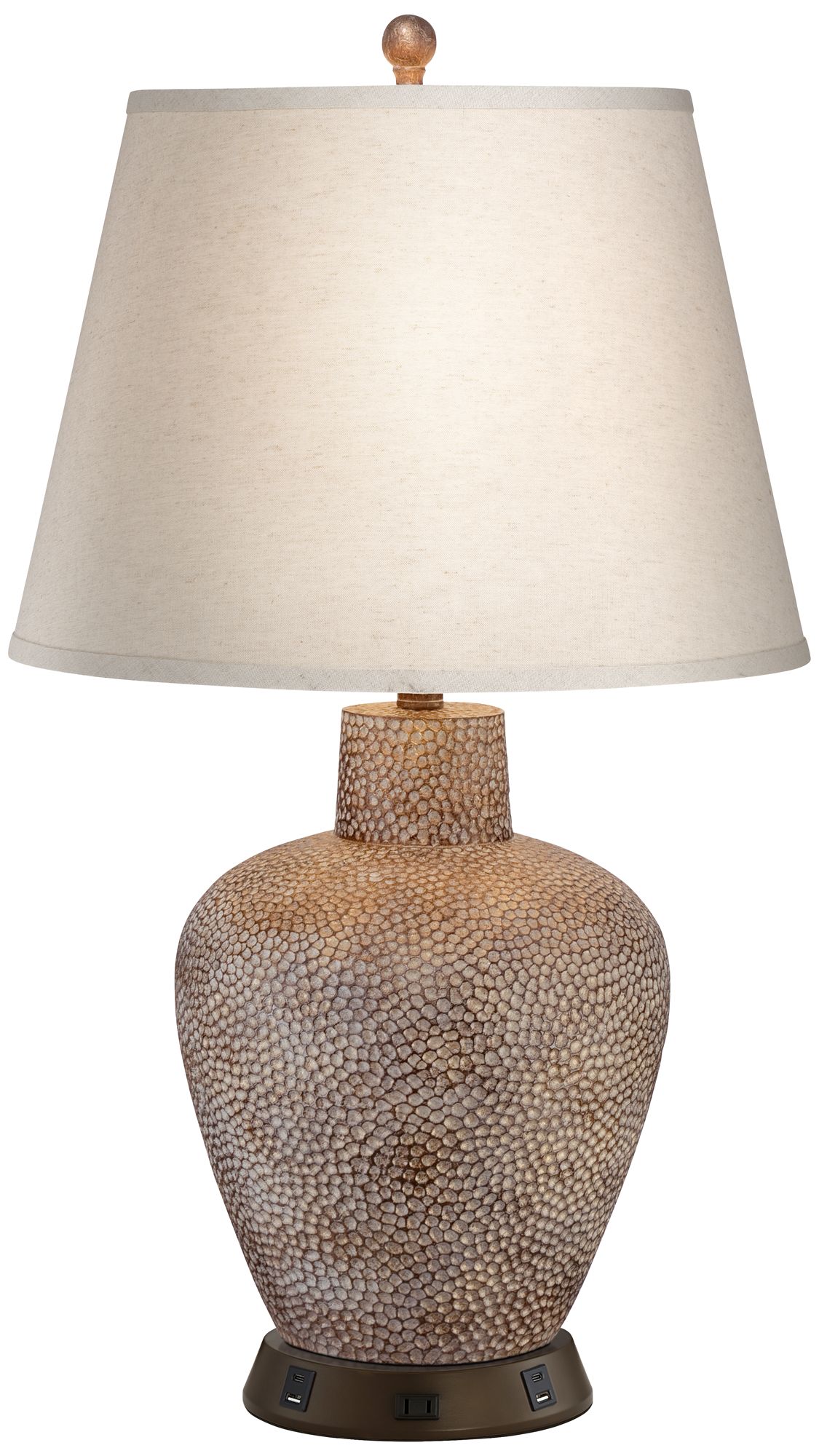 360 Lighting Bentley Bronze Hammered Pot Lamp With Usb Workstation Base