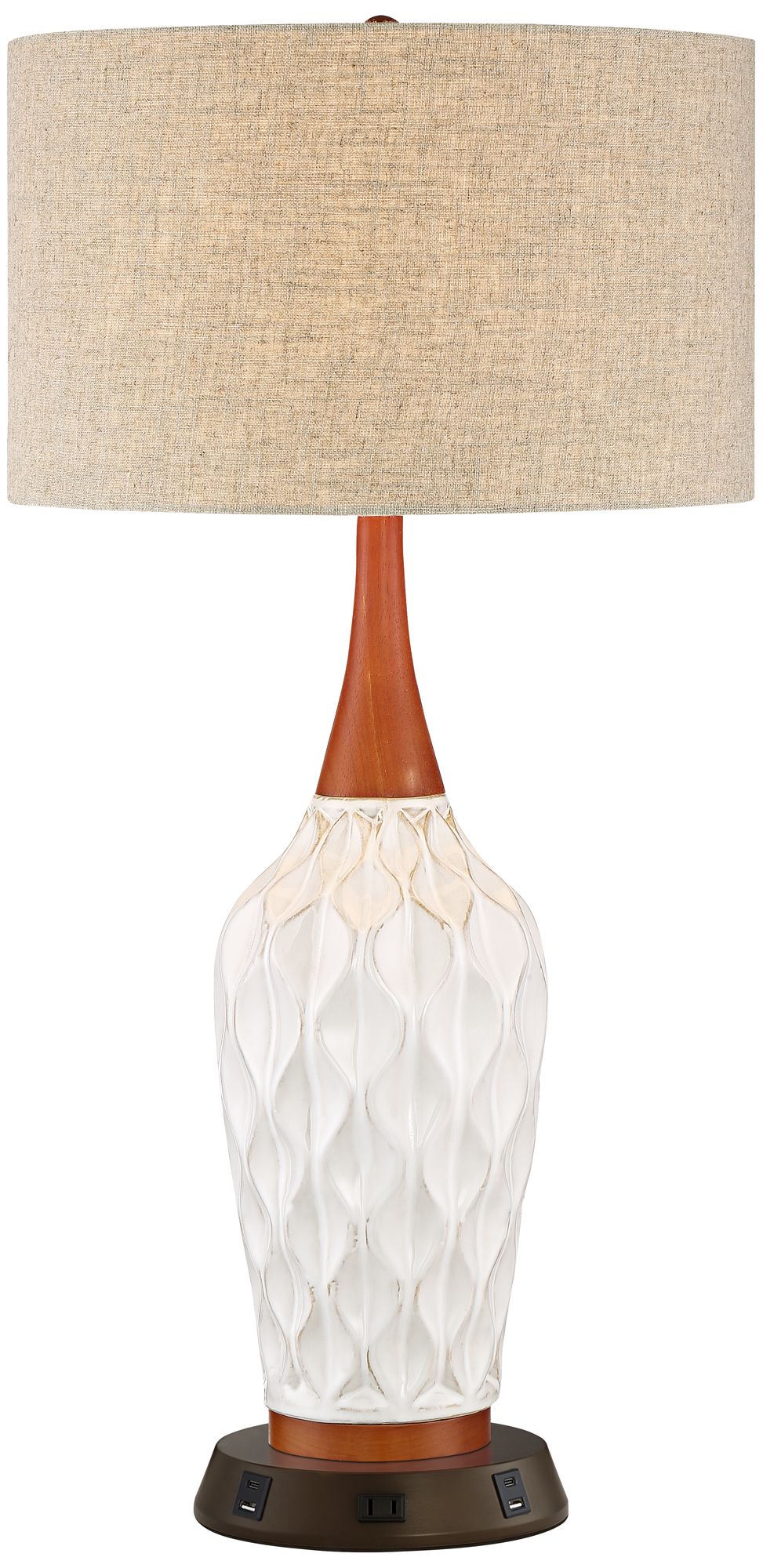 360 Lighting Rocco 30" White Ceramic Lamp With Usb Workstation Base