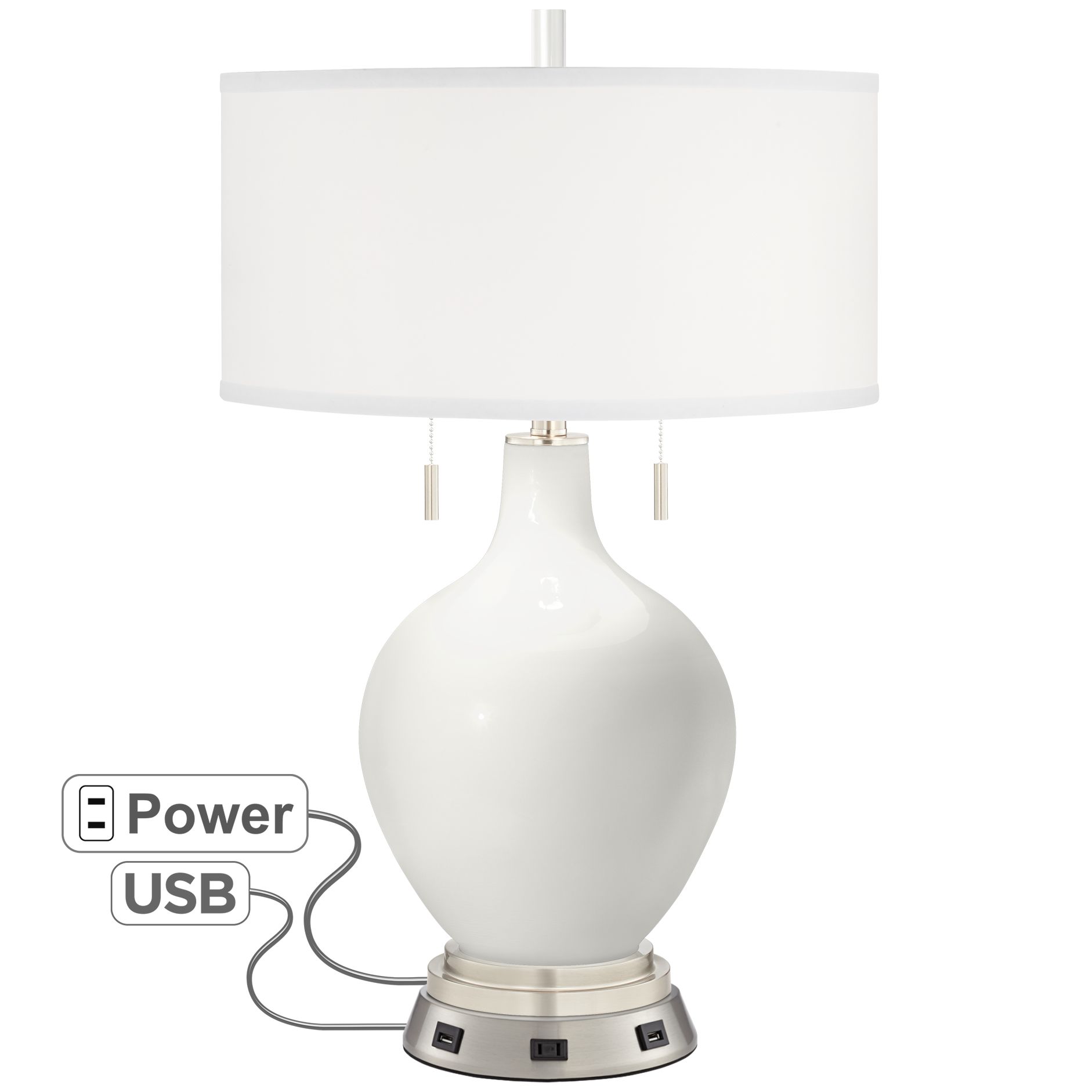 Winter White Toby Table Lamp with USB Workstation Base