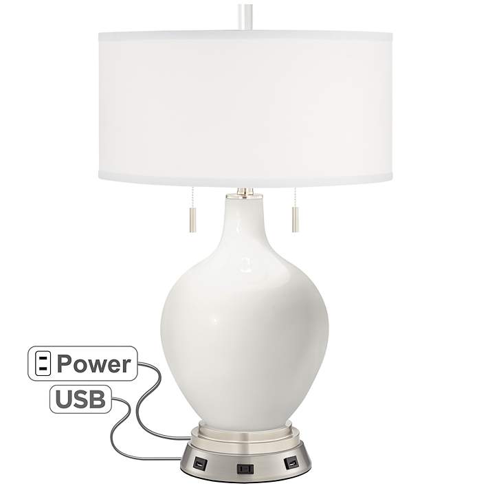 Winter White Toby Table Lamp With Usb, Grove Park Table Lamp