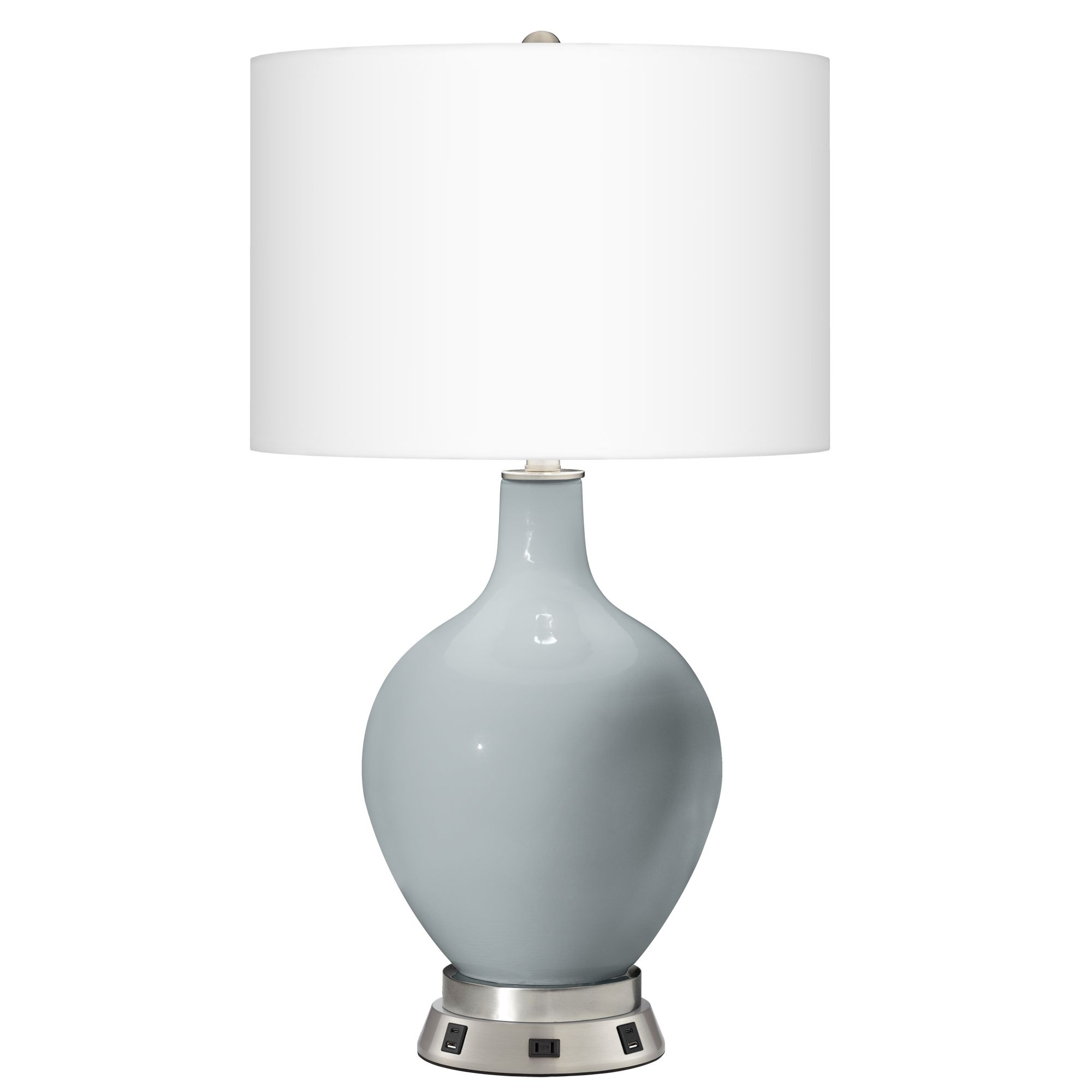 Uncertain Gray Ovo Table Lamp with USB Workstation Base