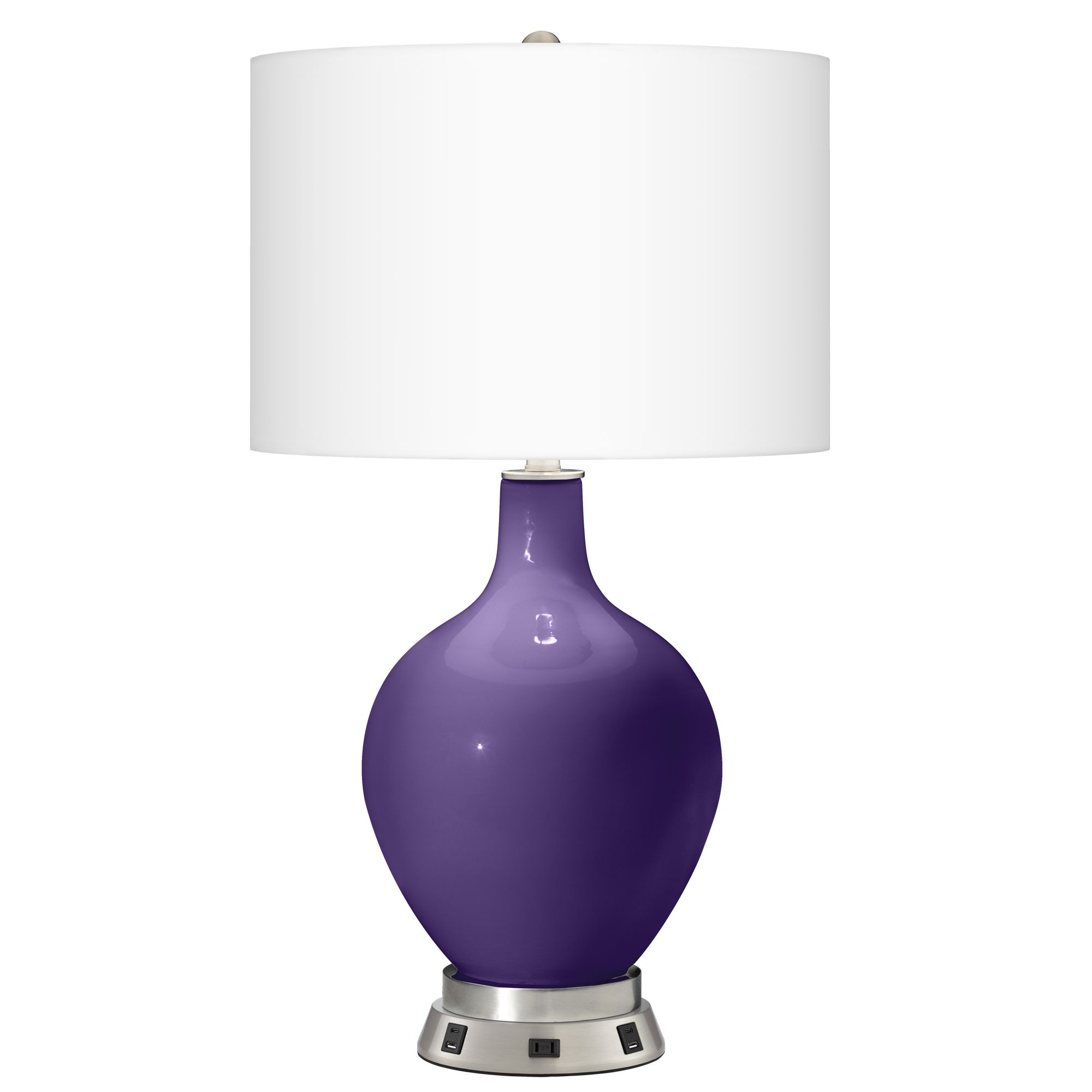 Izmir Purple Ovo Table Lamp with USB Workstation Base