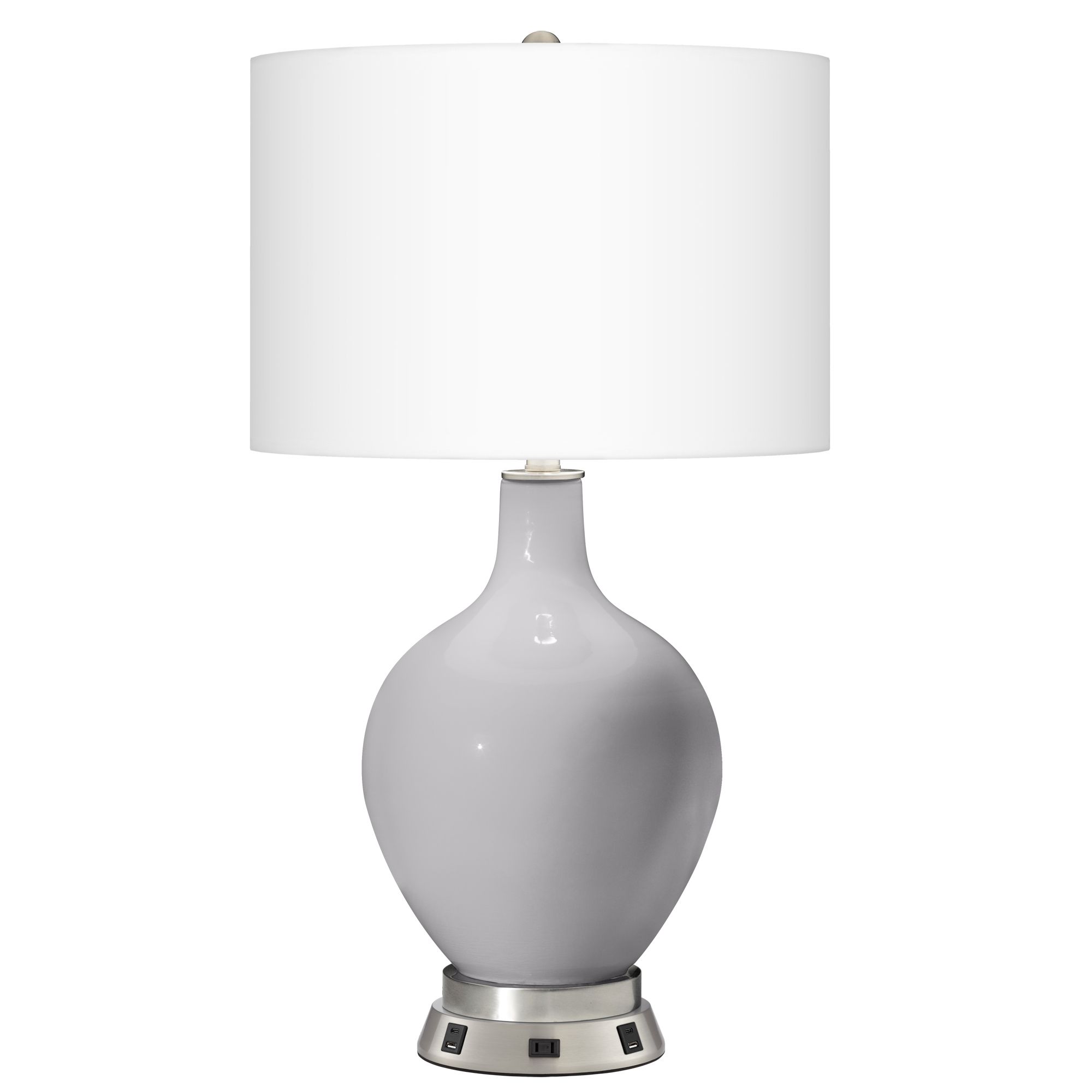 Swanky Gray Ovo Table Lamp with USB Workstation Base