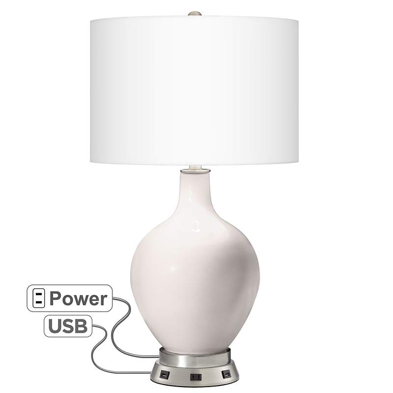 Smart White Ovo Table Lamp with USB Workstation Base - odista.com