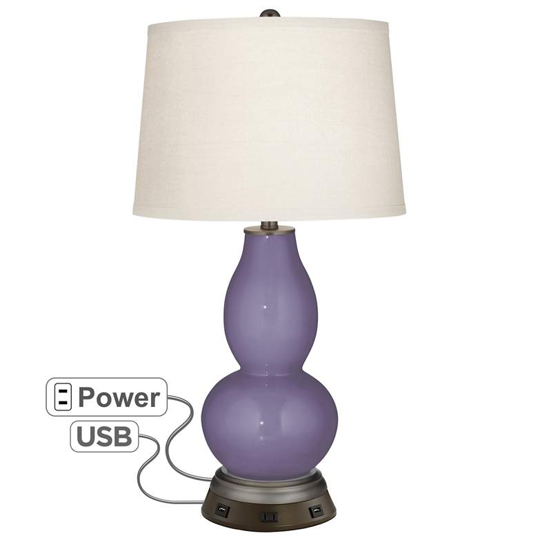 Image 1 Purple Haze Double Gourd Table Lamp with USB Workstation Base