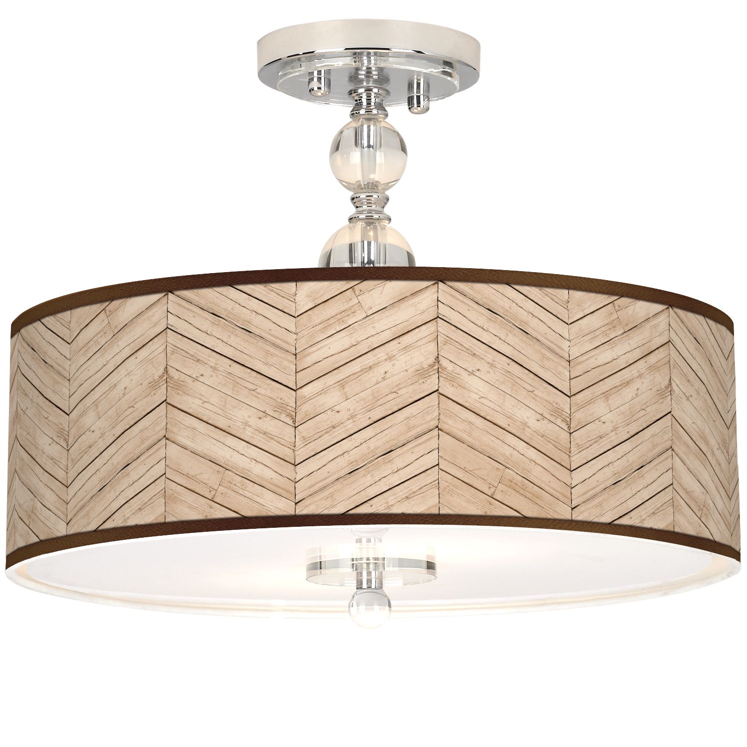 Rustic Woodwork Giclee 16 Wide Semi Flush Ceiling Light