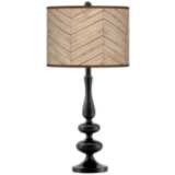 Rustic Woodwork Giclee Paley Black Table Lamp