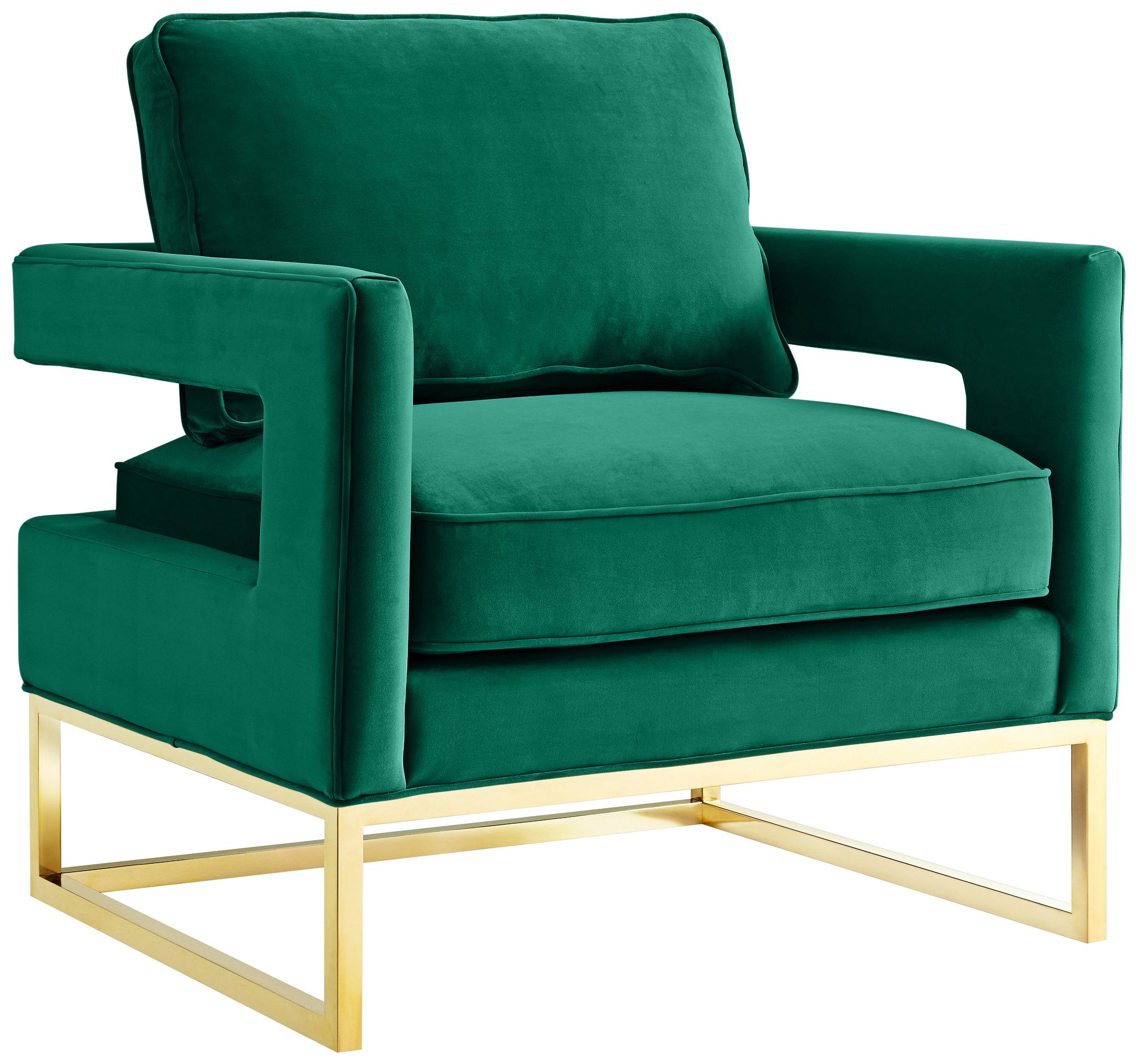 Avery Green Velvet Armchair with Gold Legs