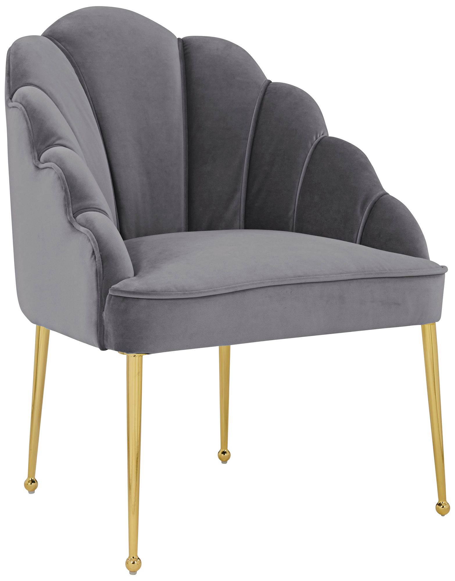 Daisy Petite Gray Velvet Channel Tufted Accent Chair