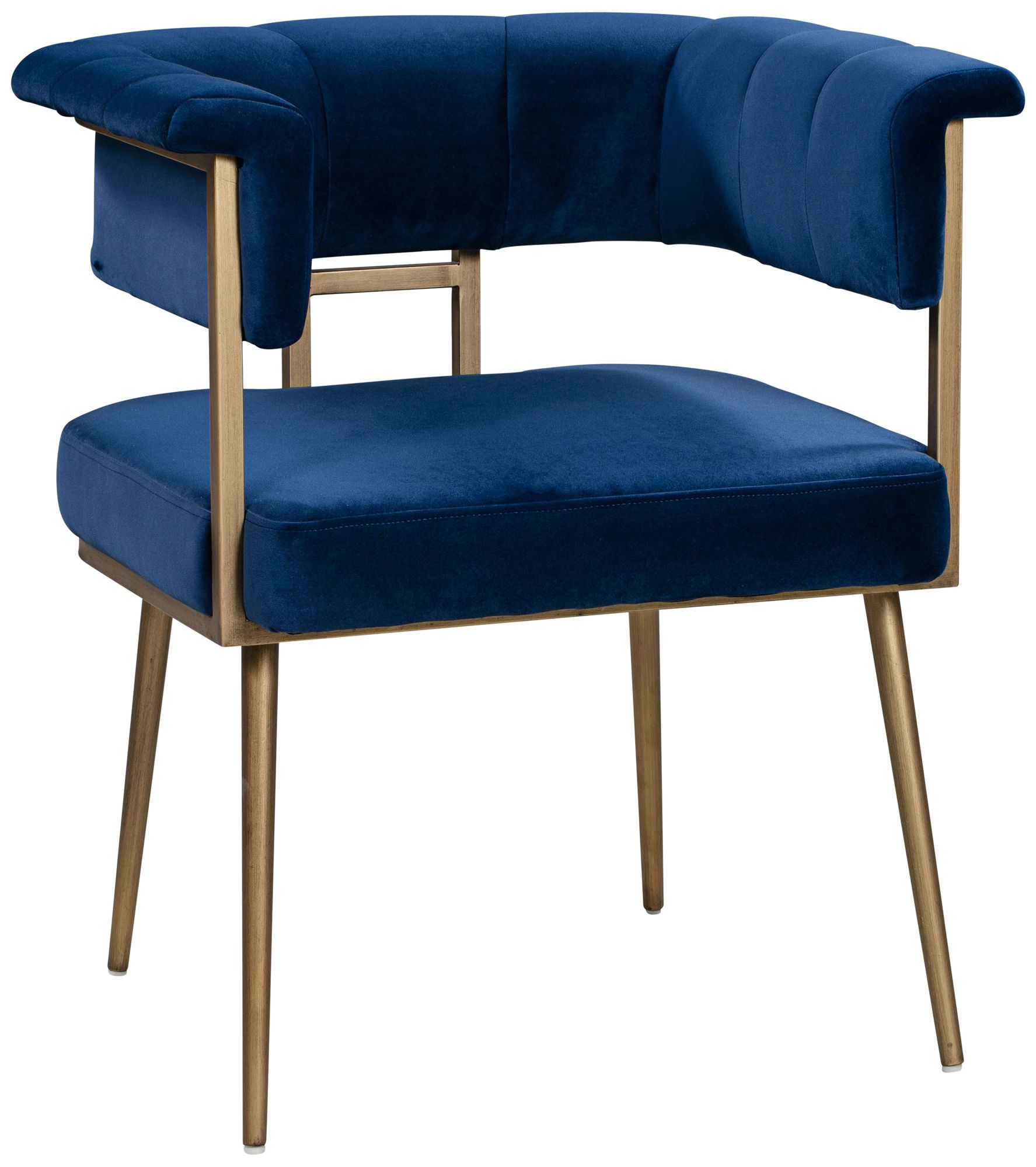 Astrid Navy Velvet Dining Chair with Rolled Arms