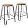 Ethan 24" Maple Wood and Black Counter Stools Set of 2
