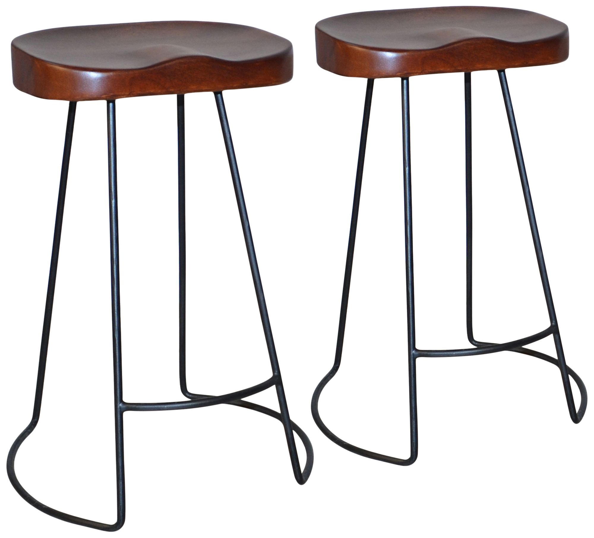 Saga 25 1/2" Chestnut Scooped Seat Counter Stools Set of 2