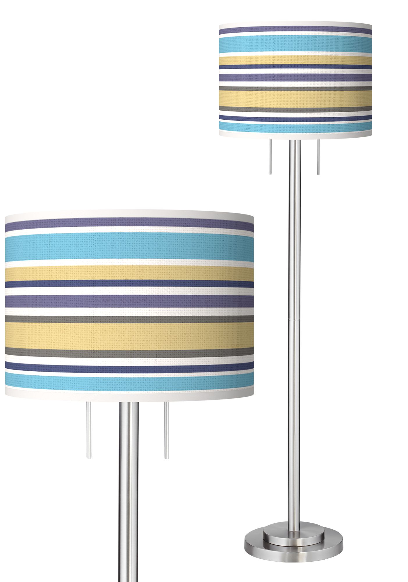 Laguna Stripes Giclee Brushed Nickel Garth Floor Lamp
