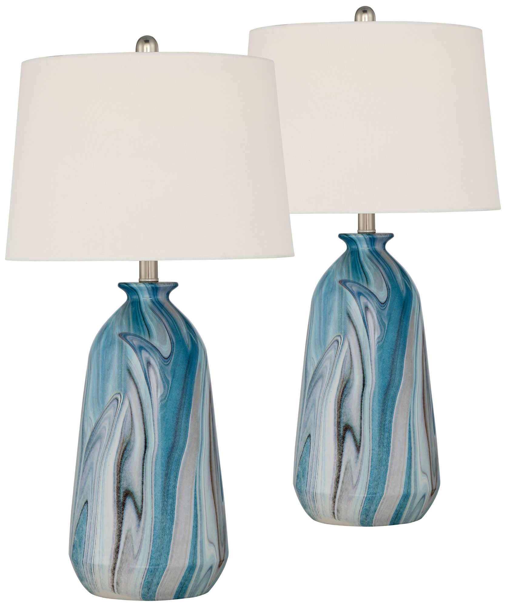 360 Lighting Carlton 28" Blue Table Lamps Set Of 2 With Smart Sockets