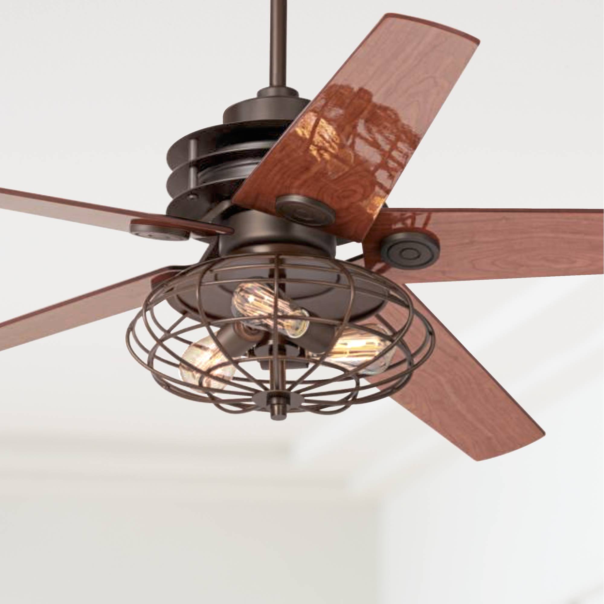 60" Industrial Rustic Ceiling Fan with Light LED Remote ...