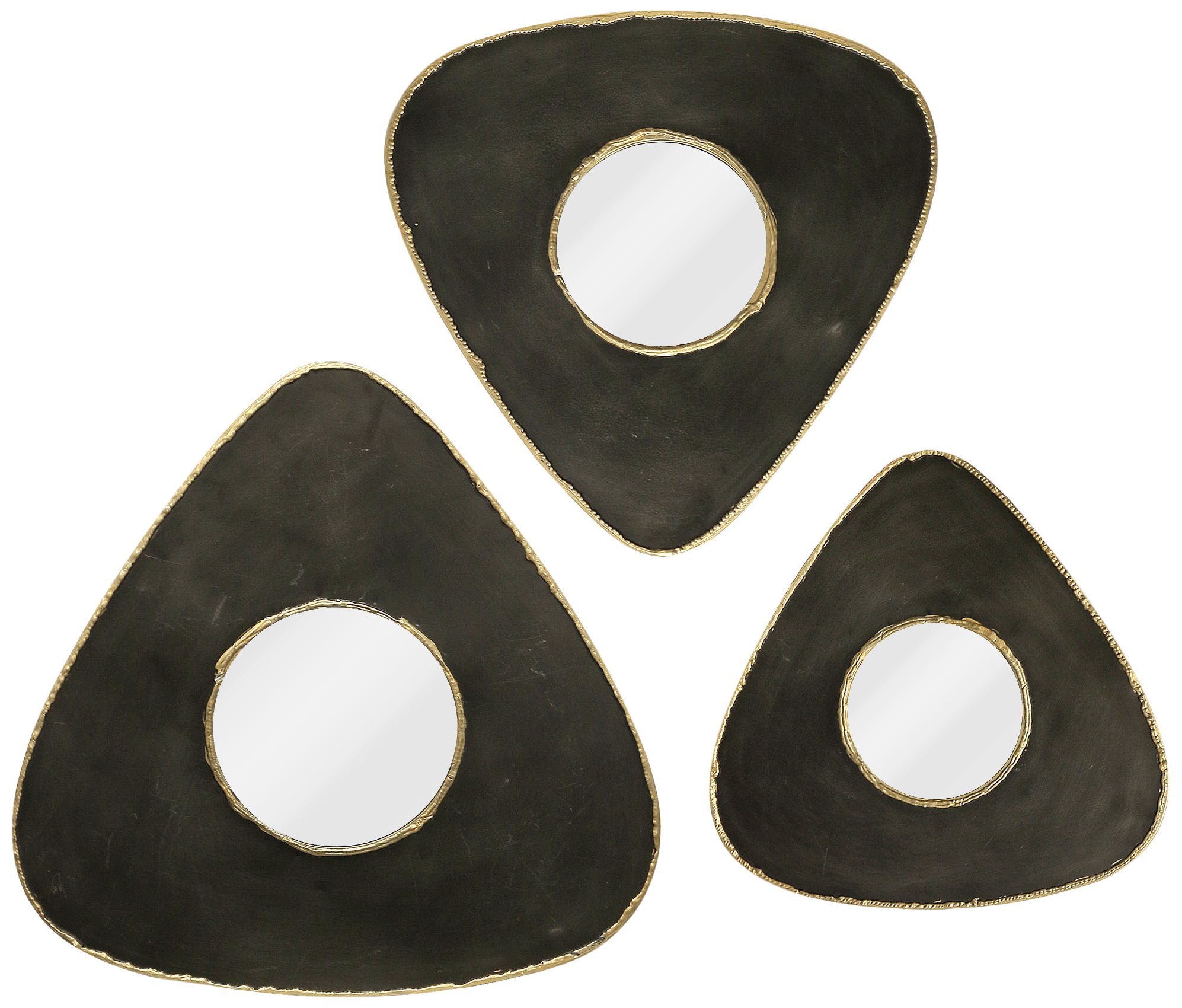 Charcoal Multiple Sized Round Triangle Wall Mirrors