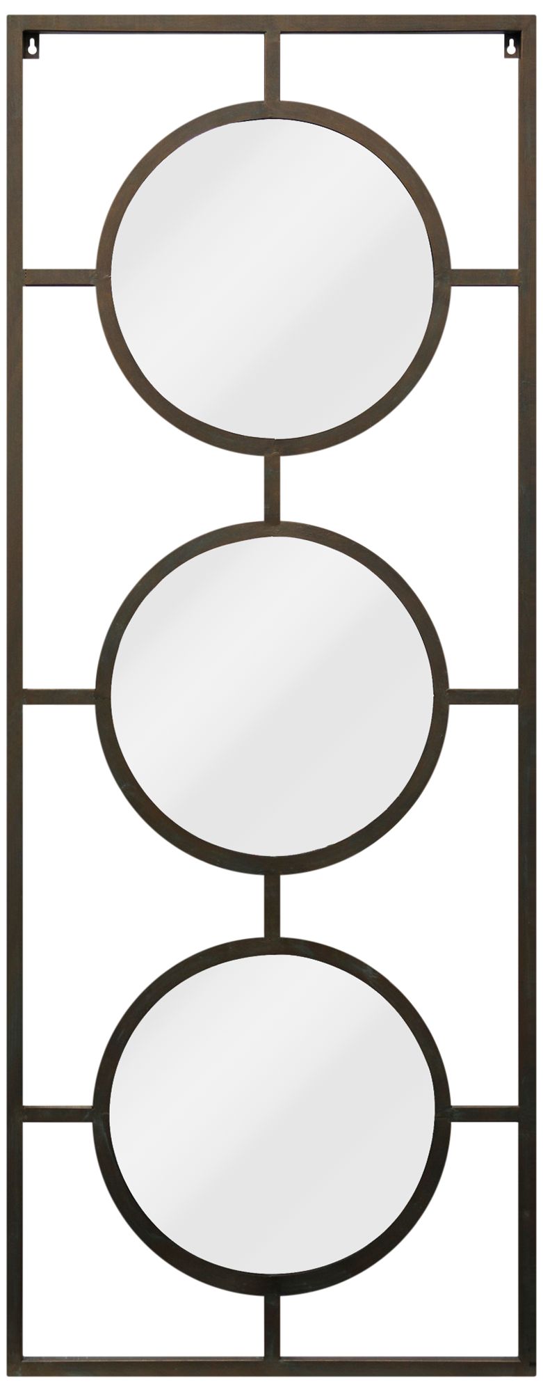 Weathered Steel Lattice Framed 25" x 66" 3-Piece Wall Mirror