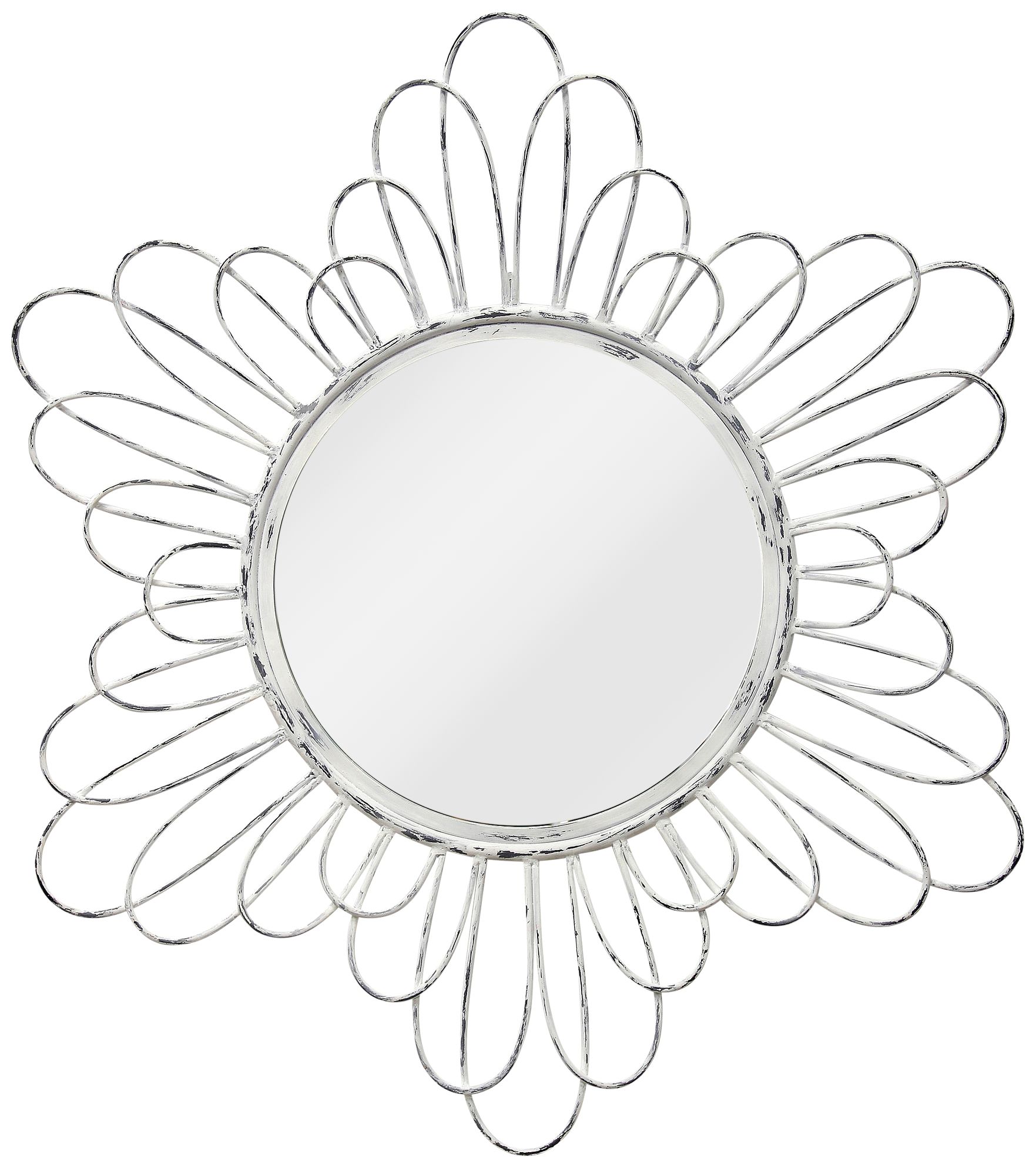 White Wash Metal Loops 36" Round Wall Mirror