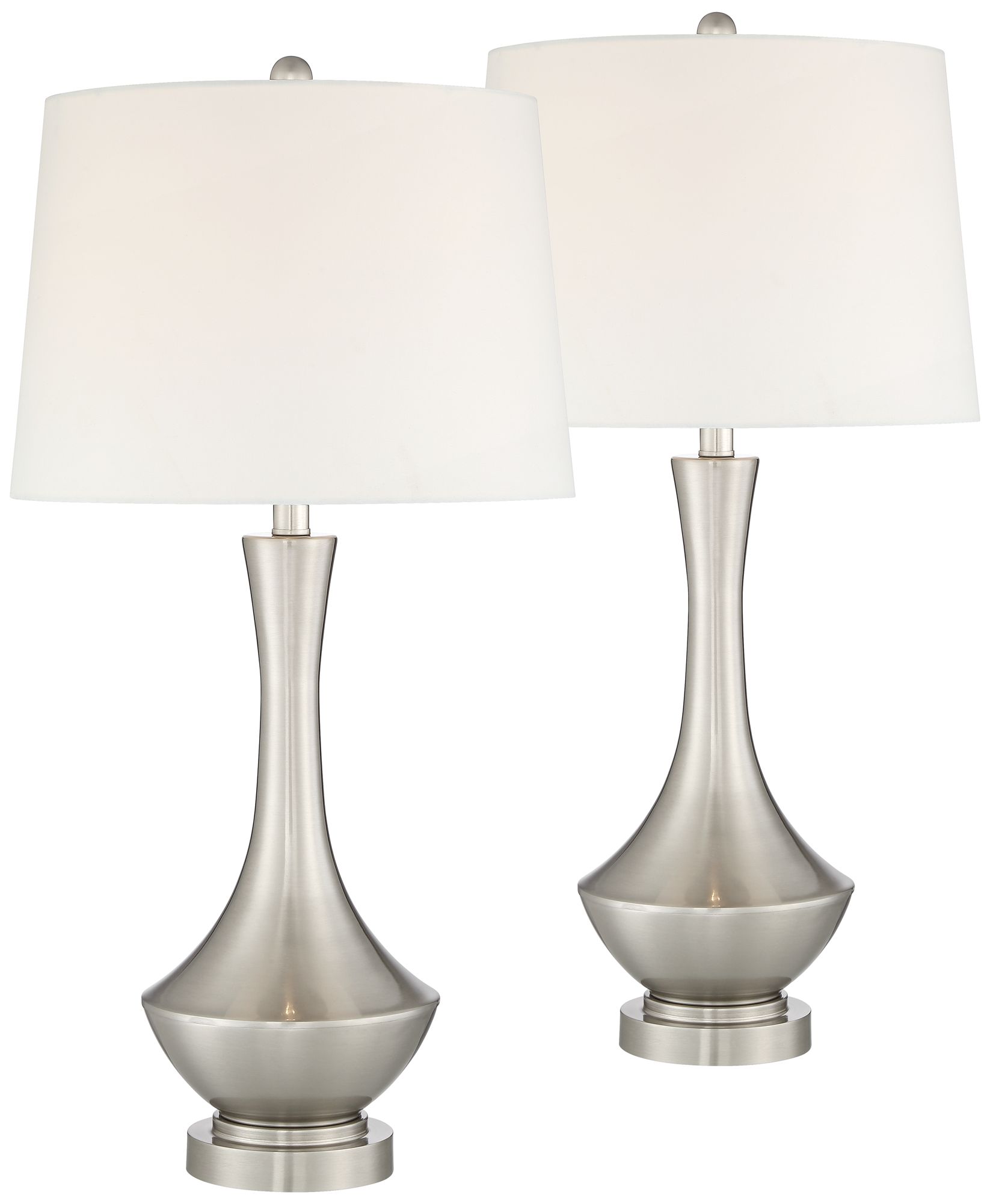 Katz Brushed Nickel Modern Vase Table Lamps Set of 2