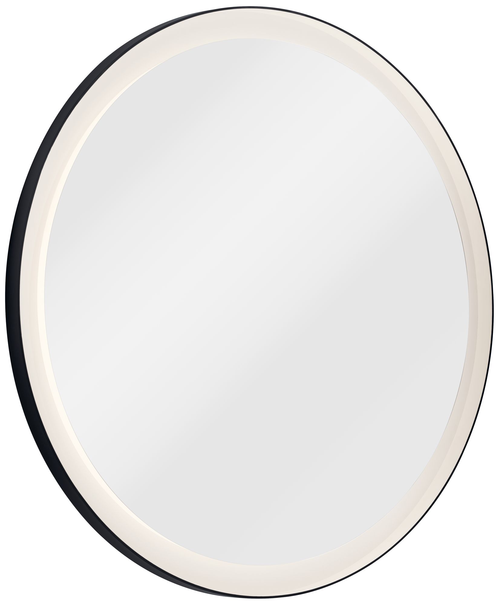 Elan Ryame Matte Black 31 1/2" Round LED Wall Mirror