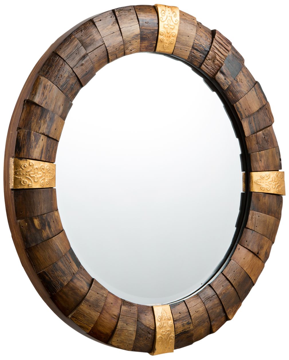 Varaluz Casa True North Reclaimed Wood 30" Round Wall Mirror