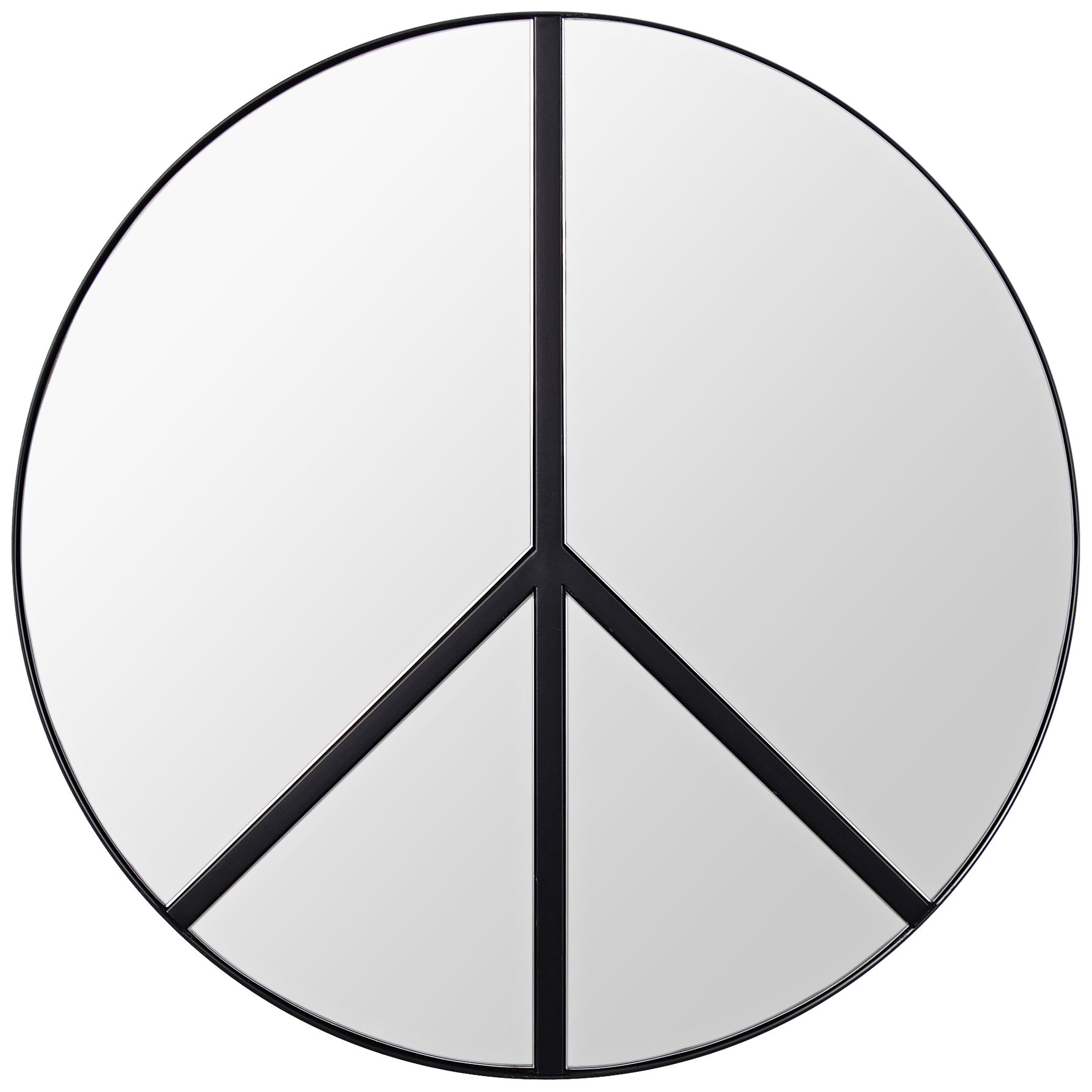 Varaluz Casa Paz Black 30" Round Peace Sign Wall Mirror