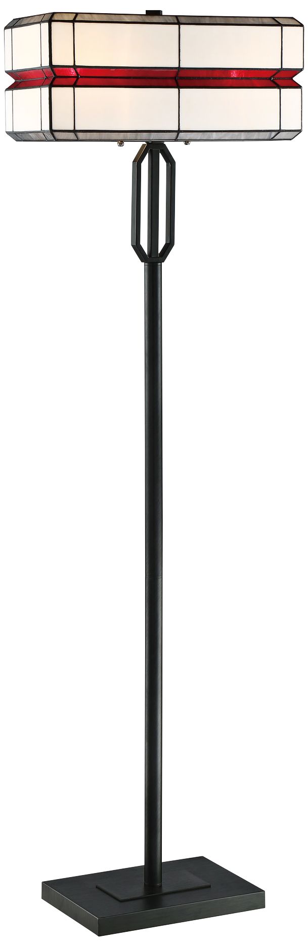 Lite Source Lacoon Matte Black Tiffany Art Glass Floor Lamp