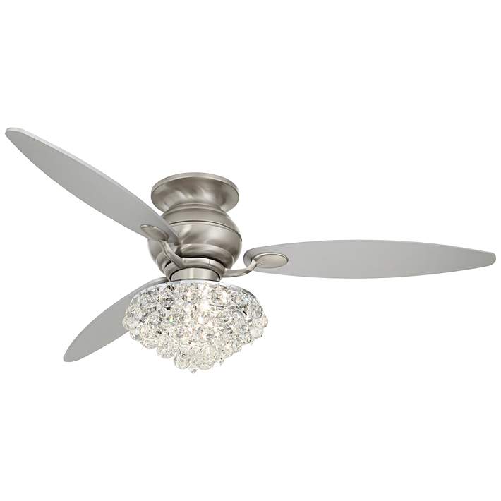 60 Spyder Brushed Nickel Crystal Hugger Led Ceiling Fan