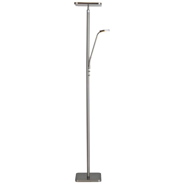 Image 2 Hector Brushed Nickel LED Torchiere Lamp with Reading Light