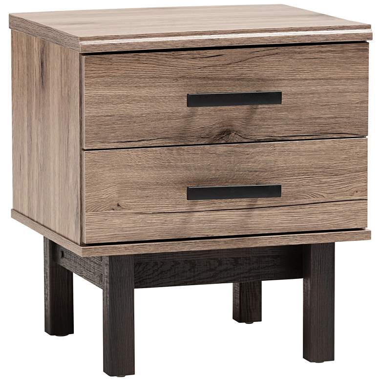Arend 19&quot; Wide Oak Brown and Ebony Wood 2-Drawer End Table