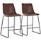 Cal 26" Brown Faux Leather Counter Stools Set of 2