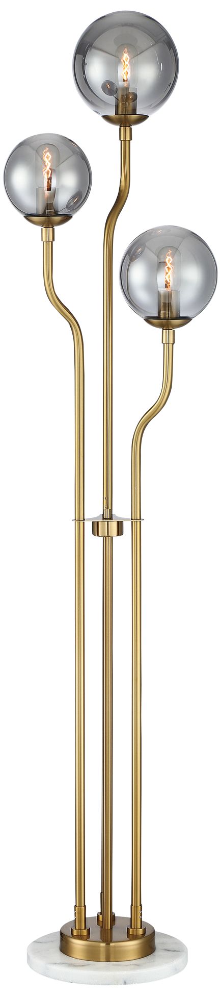 Lite Source Parley Brass Smoke Glass 3-Light Floor Lamp