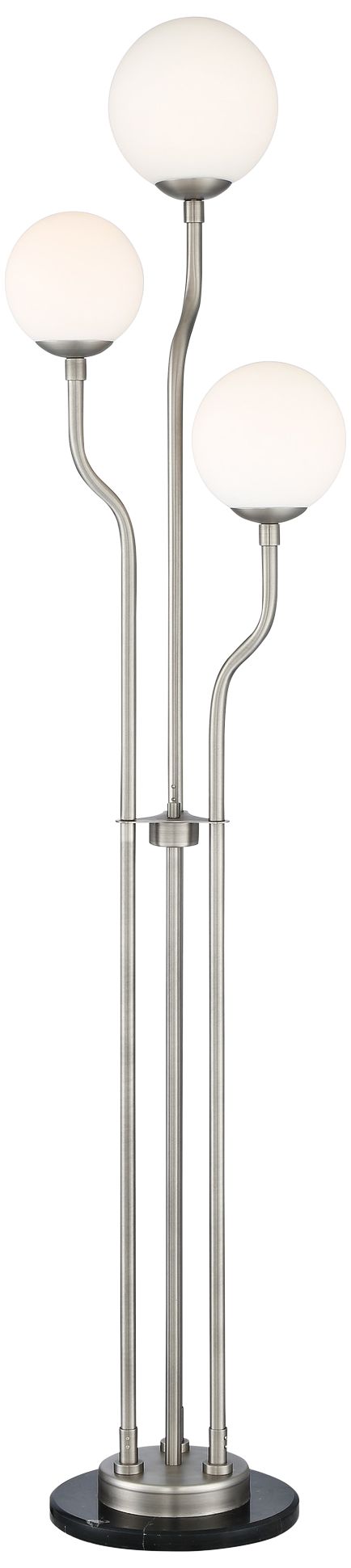 Parley Antique Nickel White Glass 3-Light Floor Lamp