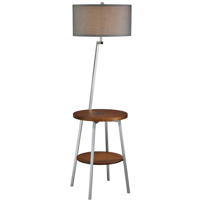 Lemington Silver End Table Floor Lamp With Gray Shade 69m81