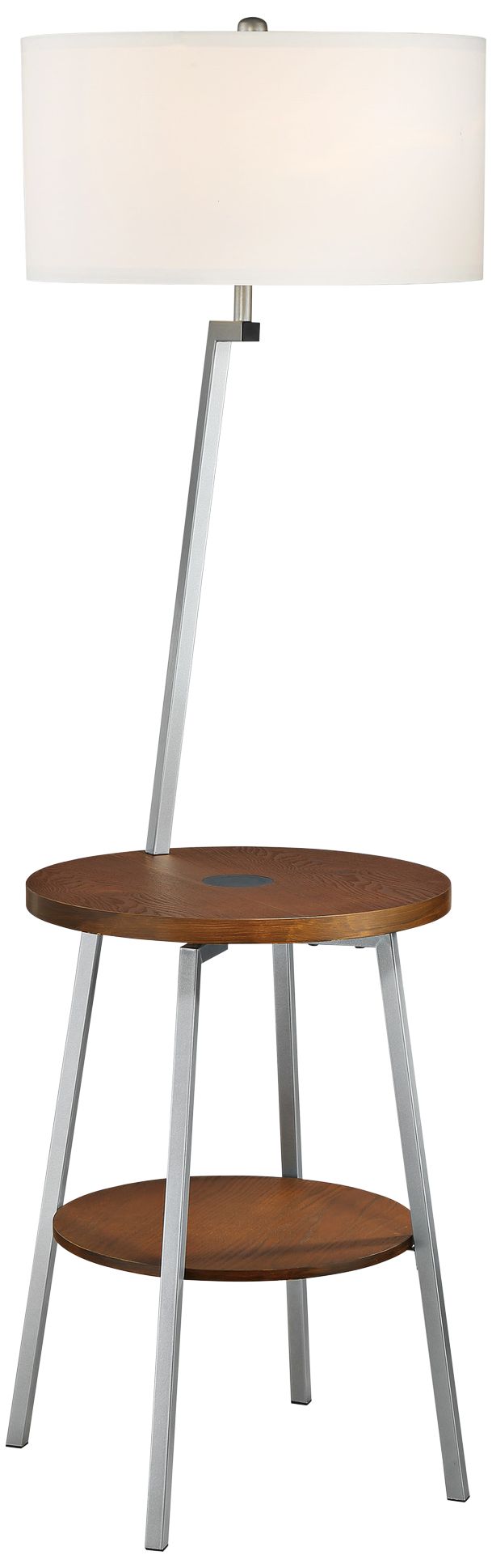 Lemington Silver End Table Floor Lamp with White Shade