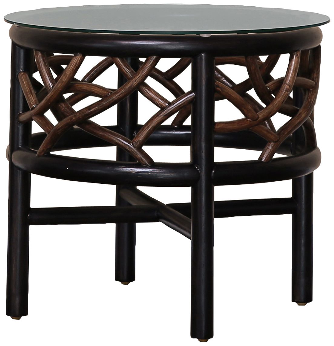 Panama Jack Trinidad 22" Wide Black and Tan Rattan End Table