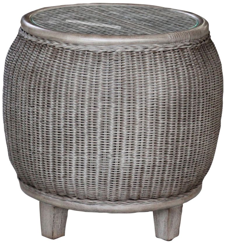 Panama Jack Playa Largo 18" Wide Gray Wicker End Table