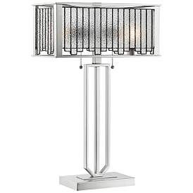 Lite Source Celine Aged Silver Tiffany-Style Table Lamp with Glass Shade