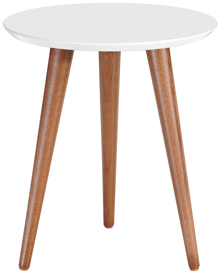 Moore 17 1/4" Wide White Gloss and Wood Round End Table