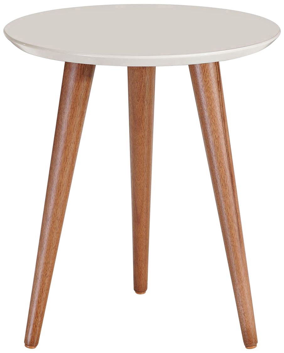 Moore 17 1/4" Wide Off-White and Wood Round End Table