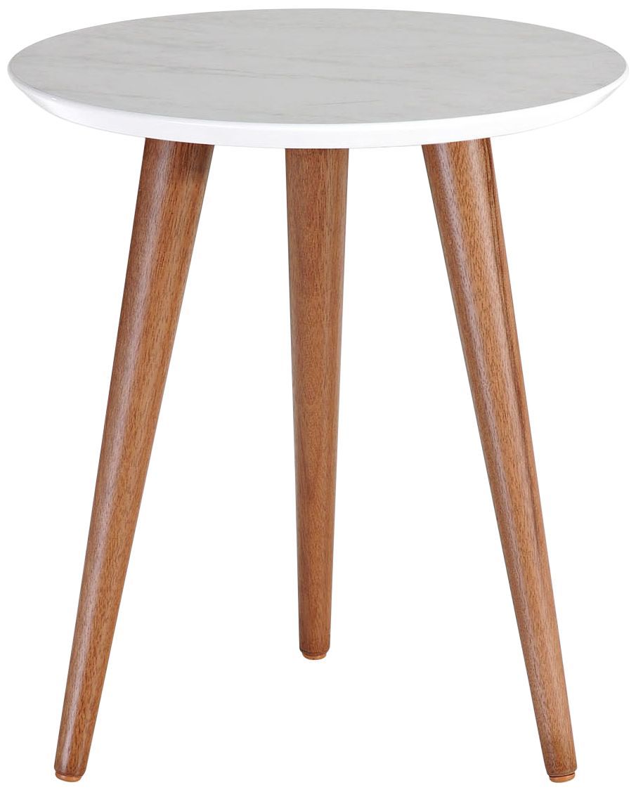 Moore 17 1/4"W Gray Marble Gloss and Wood Round End Table