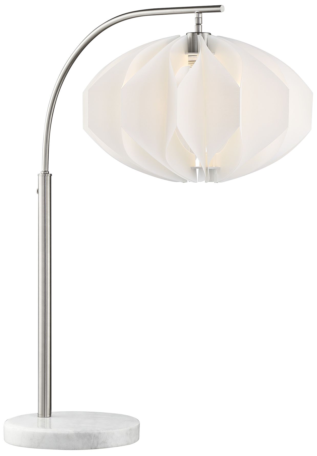 Lite Source Reina Brushed Nickel Arc Desk Lamp w/White Shade